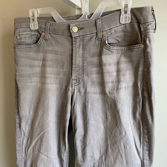 7 For All Mankind Light Gray Ankle Skinny Jeans - Picture 2 of 6